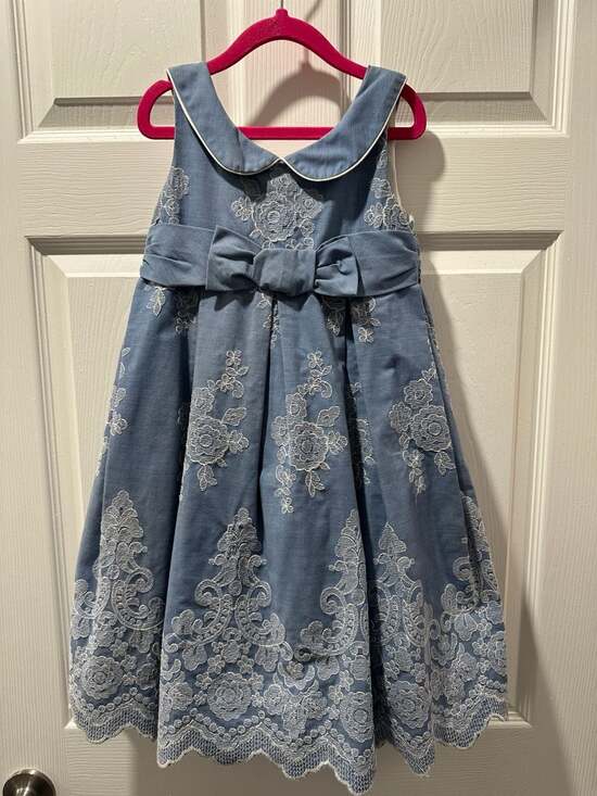 Laura Ashley Other - Laura Ashley London Girls Blue Floral Embroidered Dress Size 6